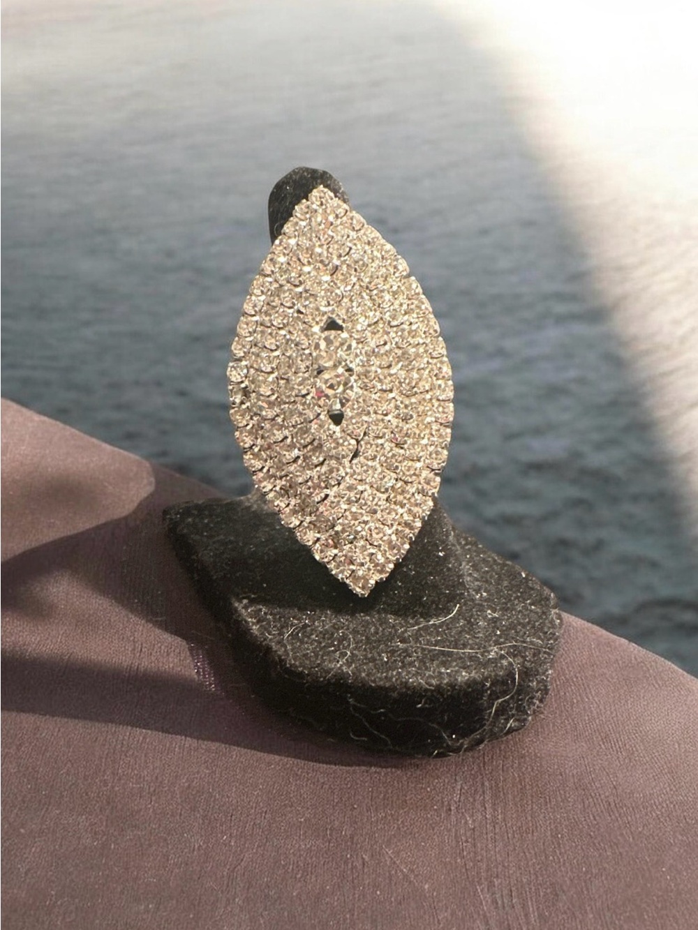 Pavé Marquise Statement Ring in Silver Tone